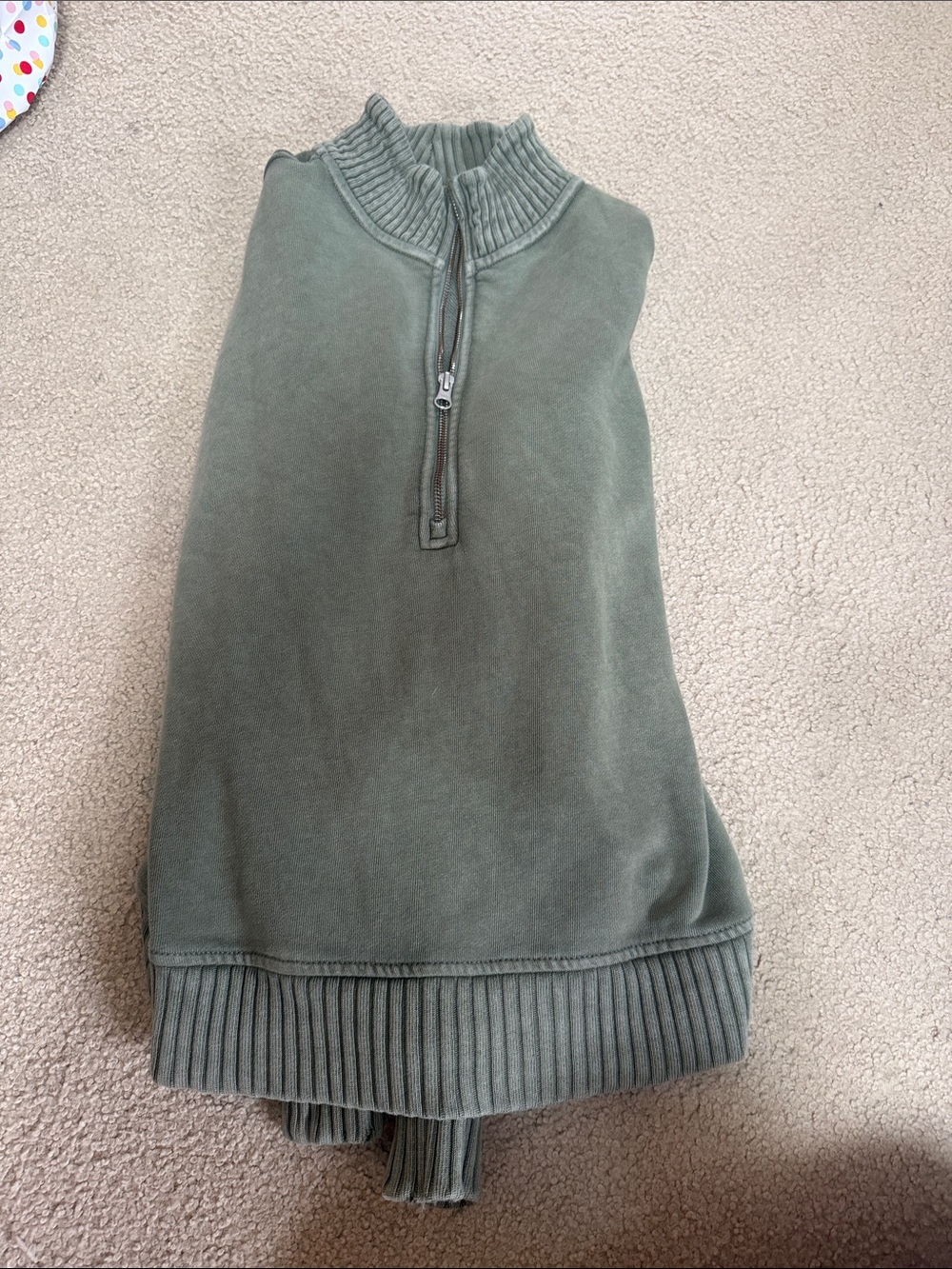 aerie Olive Half-Zip Mock Neck Sweatshirt